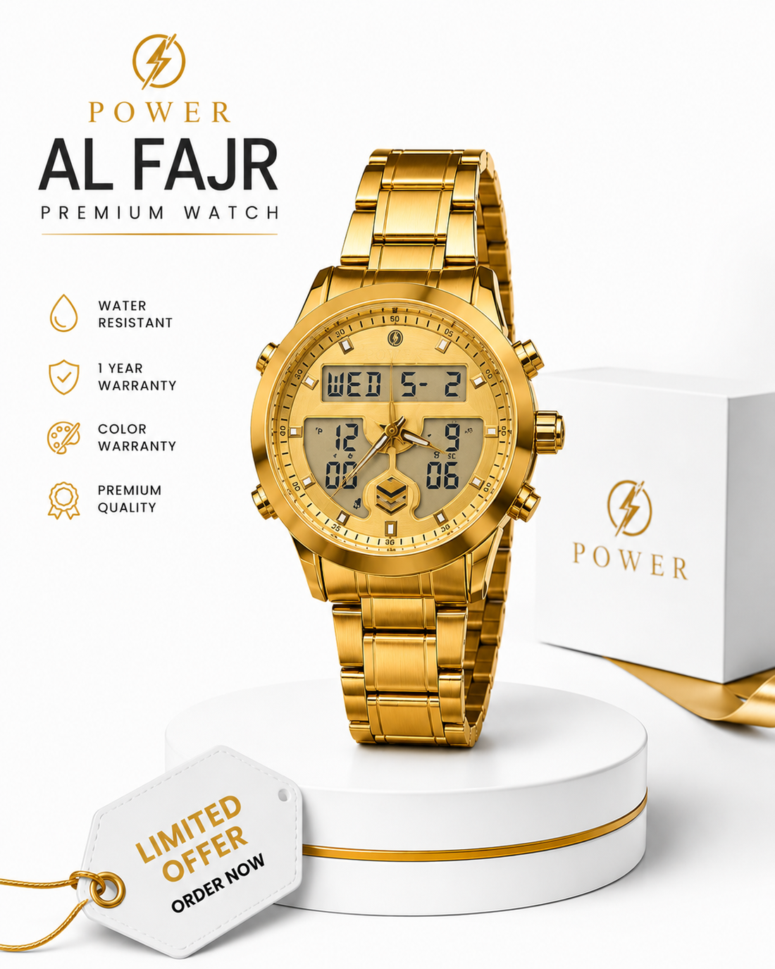 Power Waterproof Stainless Steel Watch – Scratch Proof