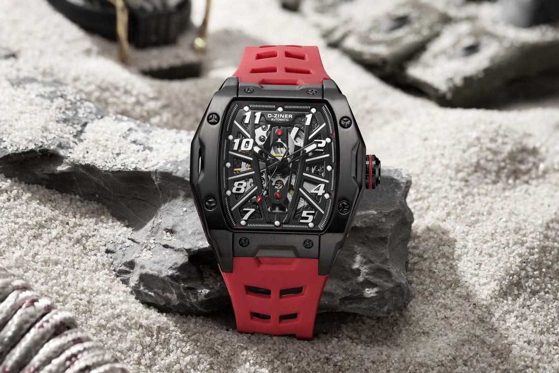 D-Ziner Automatic Skeleton Luxury Watch – Premium Green Silicone Strap