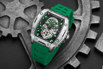 D-Ziner Automatic Skeleton Luxury Watch – Premium Green Silicone Strap
